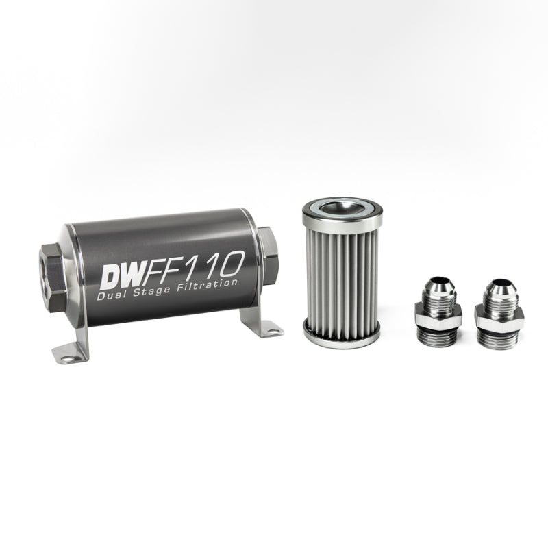 DeatschWerks '-8AN, 5 micron, 110mm In-line fuel filter kit 8-03-110-005K-8 Photo - Primary