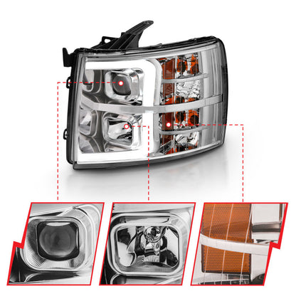 ANZO 2007-2013 Chevy Silverado 1500 Projector Plank Style Chrome Amber 111481 111481 Photo - Unmounted