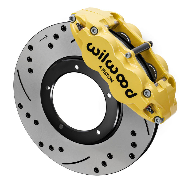 Wilwood 69-83 Porsche 911 Front Superlite Brake Kit 3.5in MT Drilled & Slotted - Yellow 140-16679-DY