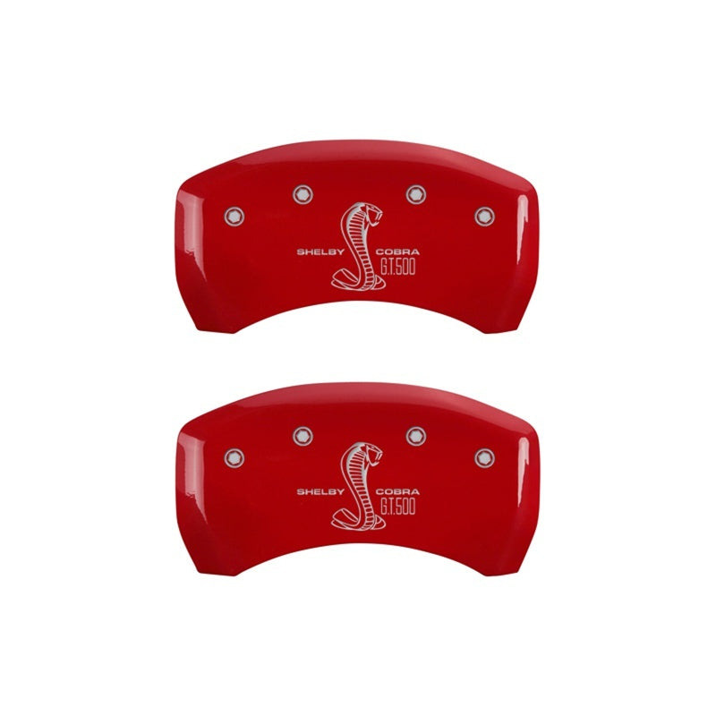 MGP Rear set 2 Caliper Covers Engraved Rear GT500 Shelby & Cobra Red finish silver ch 10010RGT5RD 10010RGT5RD Photo - Primary