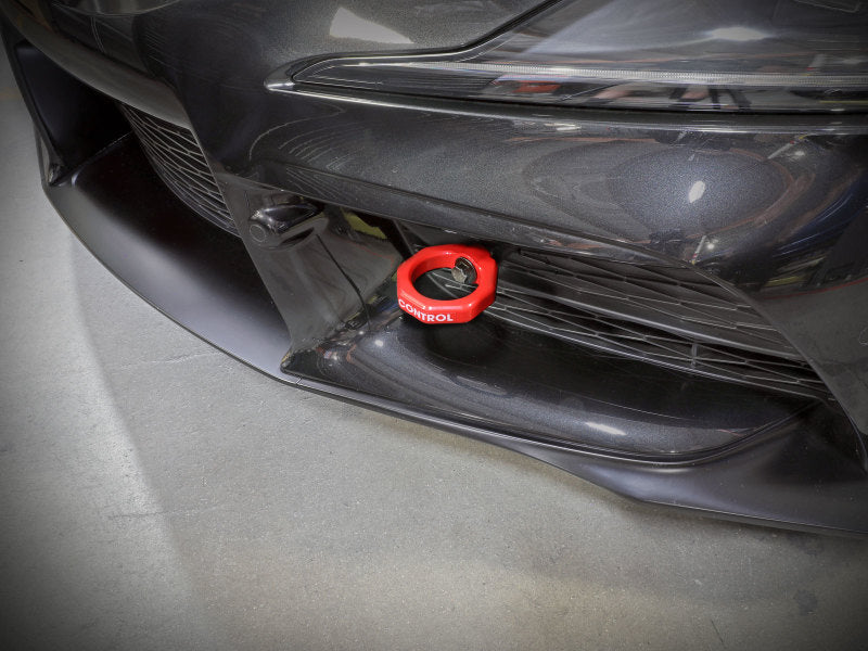 aFe Control Front Tow Hook Red 20-21 Toyota GR Supra (A90) 450-721001-R 450-721001-R Photo - Mounted