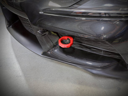 aFe Control Front Tow Hook Red 20-21 Toyota GR Supra (A90) 450-721001-R 450-721001-R Photo - Mounted