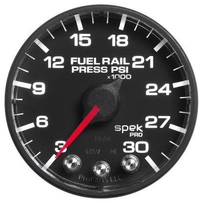Autometer Spek-Pro Gauge Rail Press 2 1/16in 30Kpsi Stepper Motor W/Peak & Warn Blk/Blk P321328 P321328 User 1
