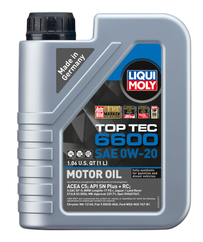 LIQUI MOLY 1L Top Tec 6600 Motor Oil SAE 0W20 22044 22044 Photo - out of package