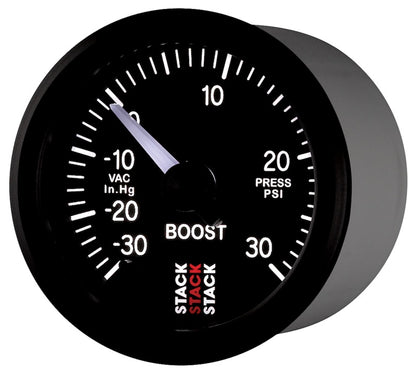 Autometer Stack 52mm -30INHG to +30 PSI (Incl T-Fitting) Pro Stepper Motor Boost Press Gauge - Black ST3312 ST3312 User 3