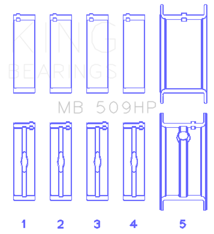 King Engine Bearings King Chevy 400ci 6.6L V8 Std Size 3/4 Groove Bi-Metal Performance Main Bearing Set MB509HP MB509HP Photo - Primary