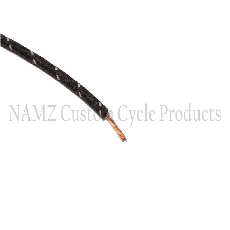 NAMZ OEM Color Cloth-Braided Wire 25ft. Pack 16g - Black w/White Tracer NCBW-09 NCBW-09 Photo - Primary