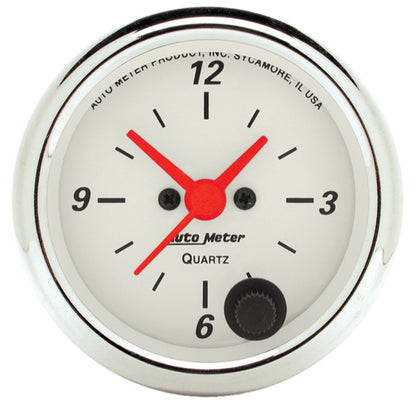 Autometer Gauge, Clock, 2 1/16", 12Hr, Analog, Arctic White 1385 Photo - Primary