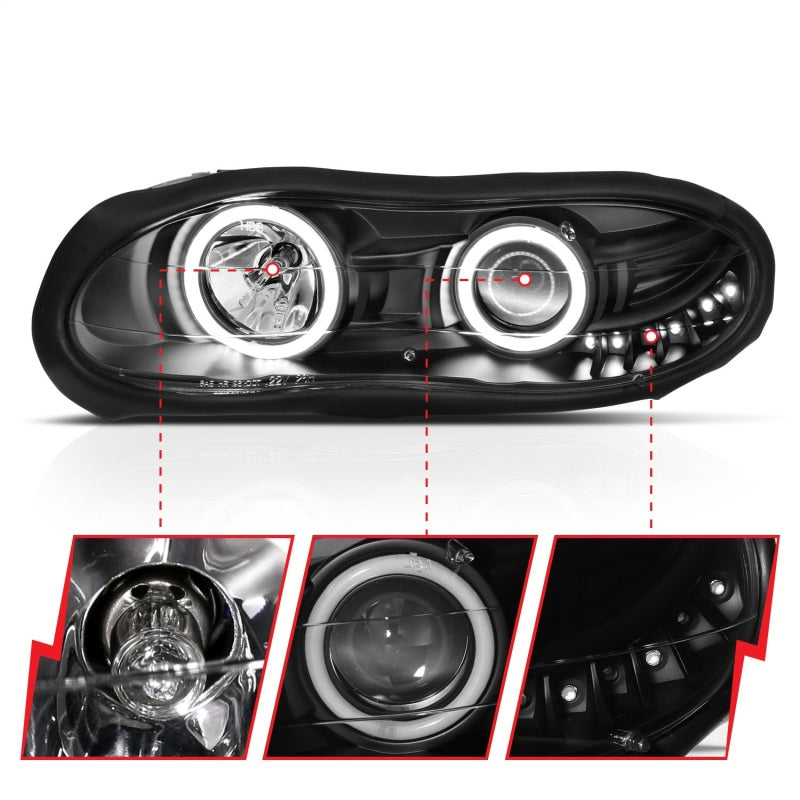 Anzo 1998-2002 Chevrolet Camaro Projector Headlights w/ Halo Black 121160 Photo - Unmounted