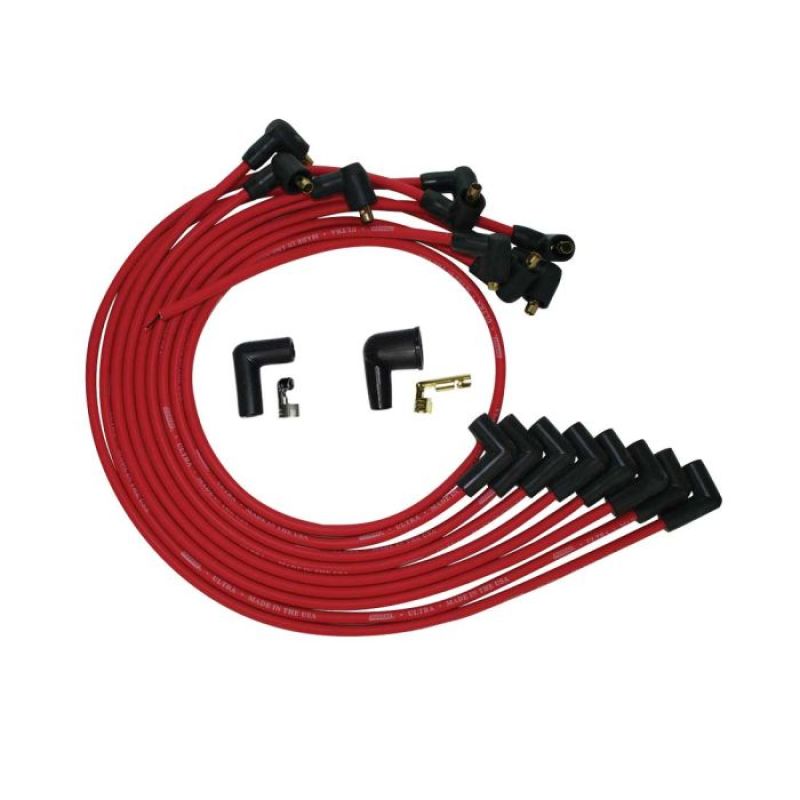 Moroso BBC Under The Heade 90 Deg Plug Boots HEI Ultra Spark Plug Wire Set - Red 52043 52043 User 1