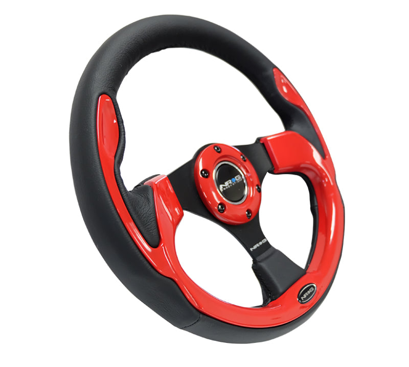 NRG Reinforced Steering Wheel- 320mm Sport Steering Wheel w/ Red Trim RST-001RD Photo - Primary