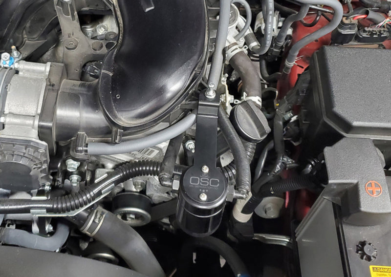 J&L 05-23 Toyota 4Runner 4.0L Driver Side Oil Separator 3.0 - Black Anodized 3107D-B 3107D-B Photo - Mounted
