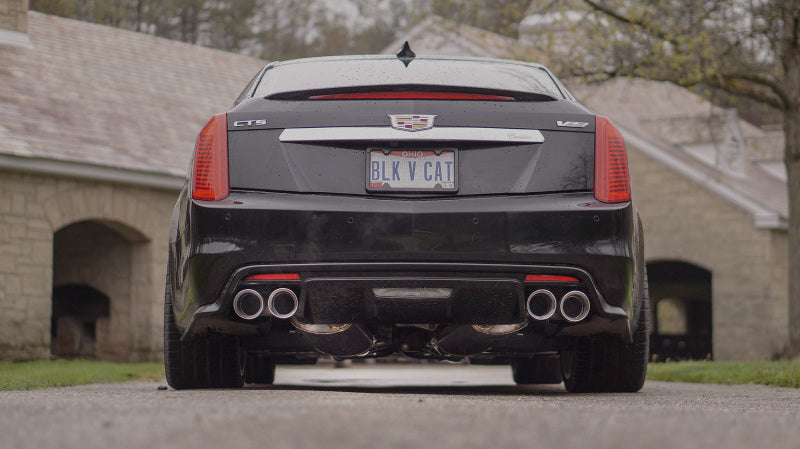 Stainless Works 2016-18 Cadillac CTS-V Sedan Axleback System Dual-Mode Turbo Mufflers 4in Tips CTSV16MKS-FC CTSV16MKS-FC Photo - Mounted