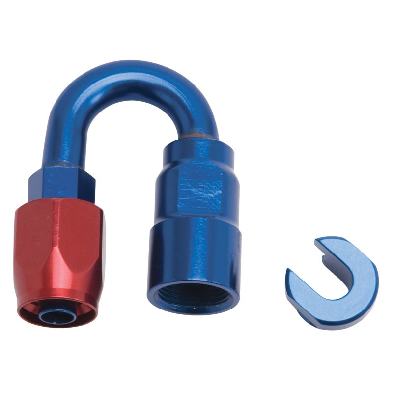 Russell Performance 3/8in SAE Quick Disc Female to -6 Hose Red/Blue 180 Degree Hose End 611230 611230 Photo - Primary