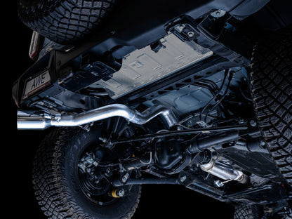 AWE Tuning 2021+ Ford Bronco 0FG Single Rear Exit Exhaust w/Chrome Silver Tip & Bash Guard 3015-22789 3015-22789 Photo - Mounted