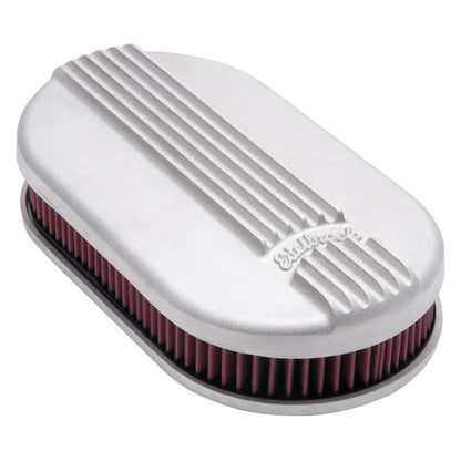 Edelbrock Air Cleaner, Classic Series, Oval, Aluminum Top, Cloth Element, 17.5 " 41159 Photo - out of package