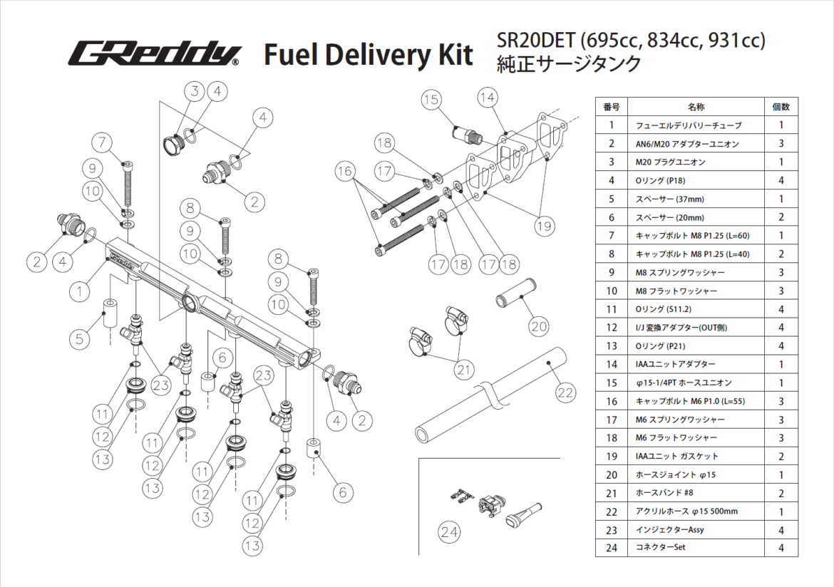 GReddy FUEL DELIVERY KIT(s) SR20DET (GREDDY) S14/S15 BLACK - (13923313 13923314 ) 13923315