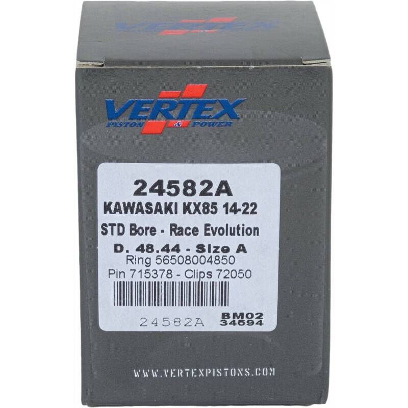 Vertex Pistons Vertex Piston 14-24 Kawasaki KX 85 85cc Cast Race Evolution Piston Kit 24582A 24582A Photo - Primary