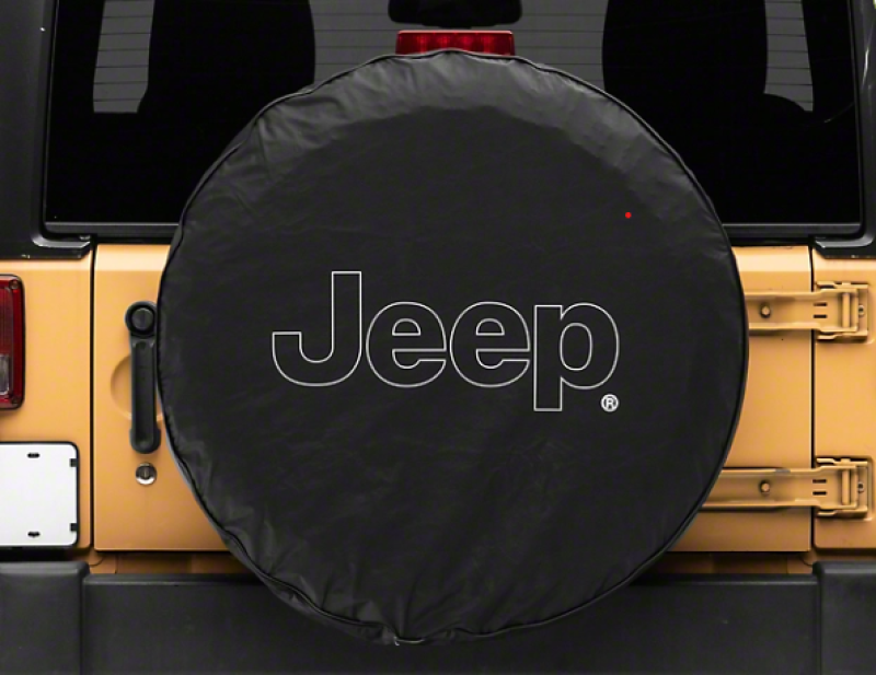 Officially Licensed Jeep 66-18 CJ5/ CJ7/ Wrangler YJ/ TJ/JK Outline Logo Spare Tire Cover- 31Inch oljJ157894C