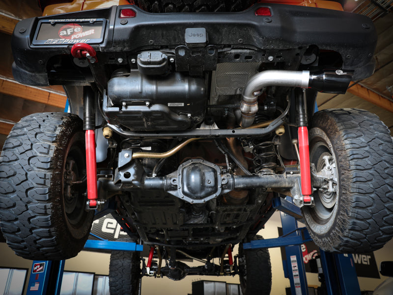 aFe 20-21 Jeep Wrangler Large Bore-HD 3in 304 Stainless Steel DPF-Back Exhaust System - Black Tip 49-38092-B 49-38092-B Photo - Mounted
