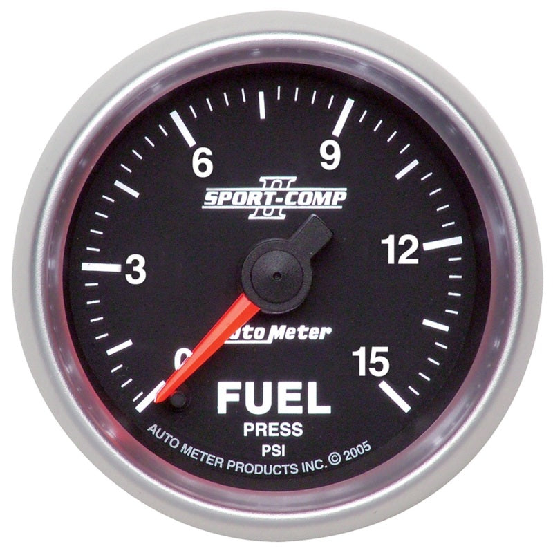 AutoMeter Sport-Comp II 52mm 0-15 PSI Full Sweep Electronic Fuel Pressure Gauge 3661 3661 Photo - Primary