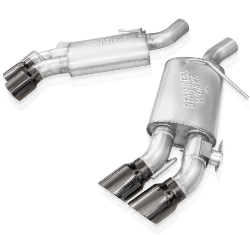 Stainless Works 16-21 Camaro SS 3in Original Factory Connect Axle Back w/Valve - 4in Quad Black Tips CA16RVMKFBC CA16RVMKFBC User 1
