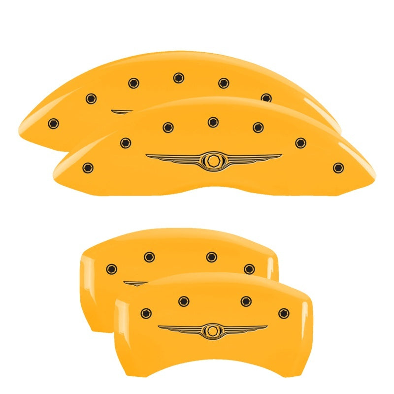 MGP 4 Caliper Covers Engraved F & R Style 1/Chrysler Wing Yellow Finish Black Char 2005 Chrysler 300 32005SCW1YL 32005SCW1YL Photo - Primary