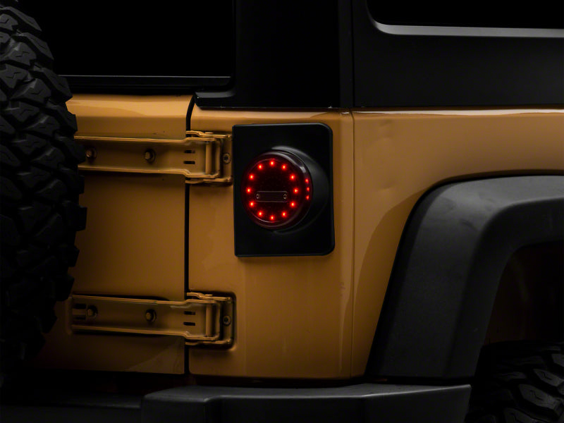 Raxiom 07-18 Jeep Wrangler JK Axial Series Halo LED Tail Lights- Blk Housing (Clear Lens) J164240 J164240 Photo - Primary