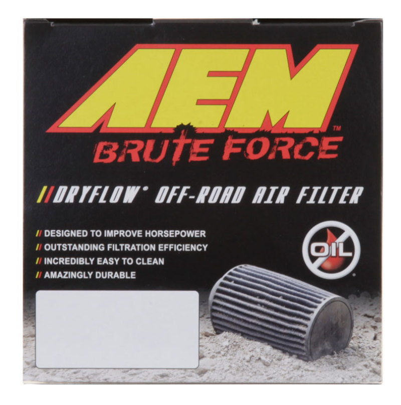 AEM Induction AEM Dryflow Conical Air Filter 2.75in Flange ID / 6in Base OD / 5.125in Top OD / 9.125in Height 21-2029BF 21-2029BF Photo - in package