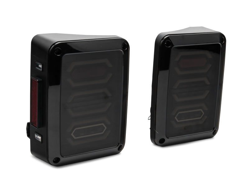 Raxiom 07-18 Jeep Wrangler JK LED Tail Lights- Black Housing (Smoked Lens) J106751 J106751 Photo - Close Up