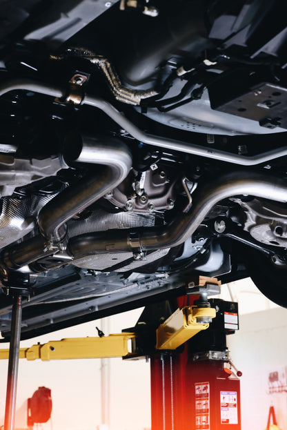 MBRP 18-22 Ford Mustang 2.3L Ecoboost 3in Cat-Back Exhaust w/ Quad Carbon Fiber SS Tips - T304 S72233CF S72233CF Photo - Mounted