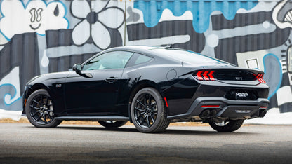MBRP 15-24 Ford Mustang T304 SS 4in OD / 6.5in Length Quad Tip Cover Kit - Black Tip T5198BLK T5198BLK Photo - lifestyle view