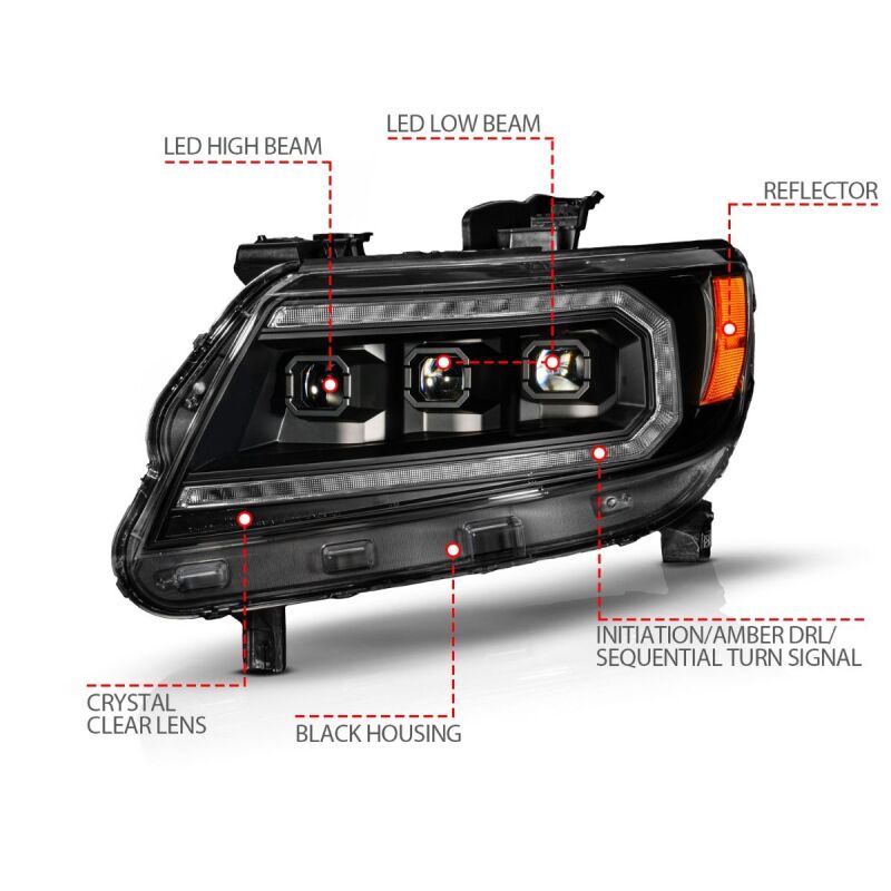 ANZO 15-22 Chevy Colorado Full LED Headlights w/ Initiation (Amber DRL) - Black 111641 111641 User 2