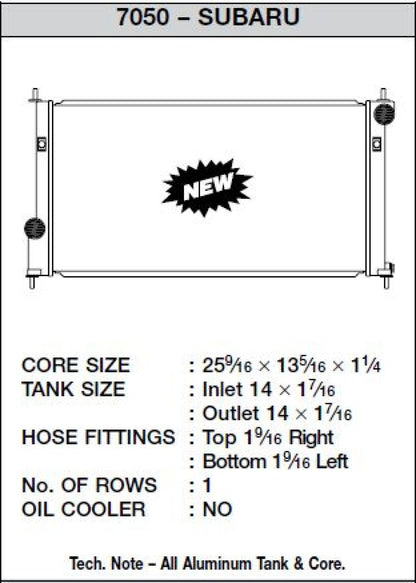 CSF 2013+ Scion FR-S 2013+ Subaru BRZ 109BX 7050 Technical Drawing
