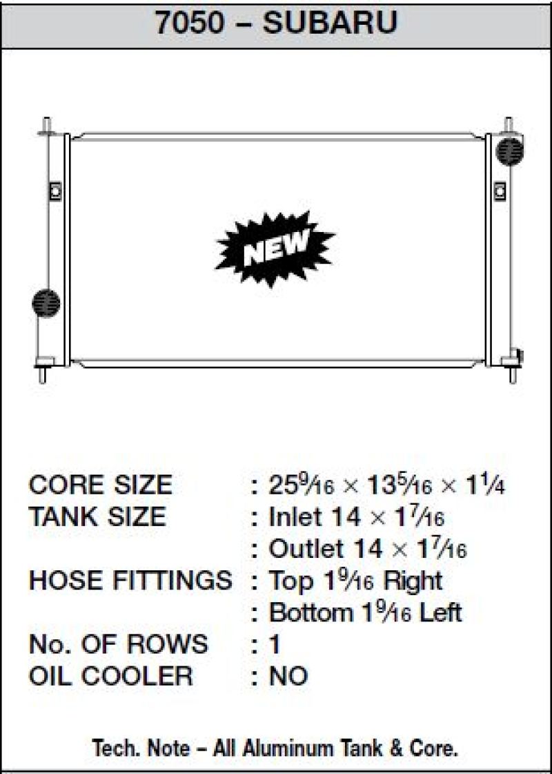 CSF 2013+ Scion FR-S 2013+ Subaru BRZ 109BX 7050 Technical Drawing