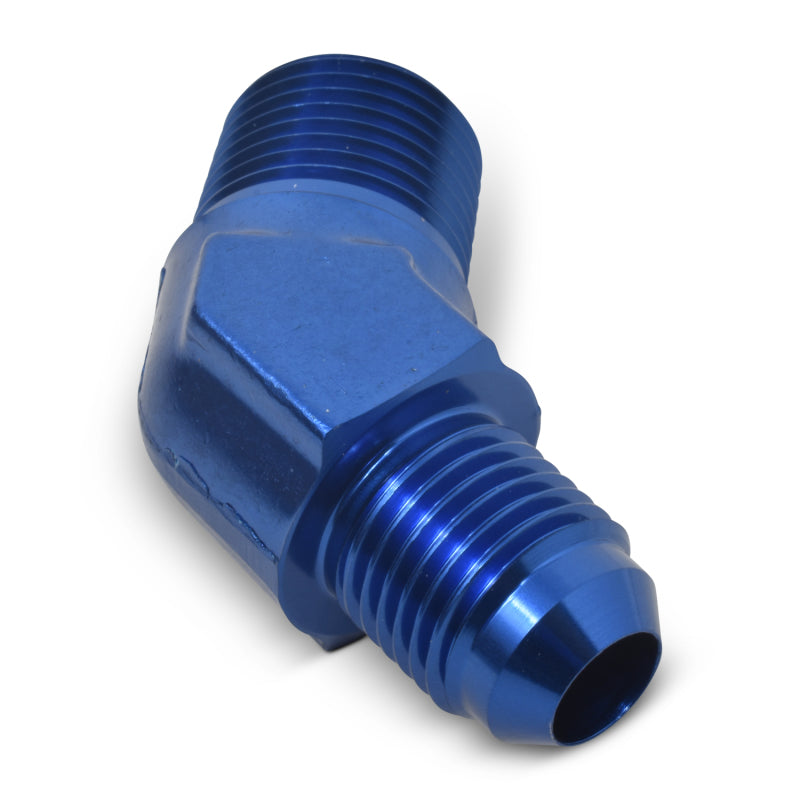 Russell -6 AN 45° Flare to Pipe Adapter (Blue Finish) 662390 Photo - out of package