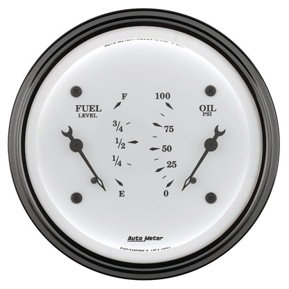 AutoMeter Gauge Dual Fuel & Oilp 3-3/8in. 0 Ohm(e) to 90 Ohm(f)& 100PSI Elec Old Tyme White 1624 1624 User 2