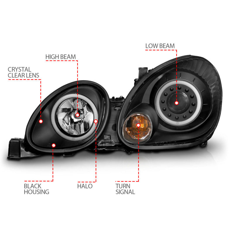 Anzo 1998-2005 Lexus Gs300 Projector Headlights w/ Halo Black 121144 User 4