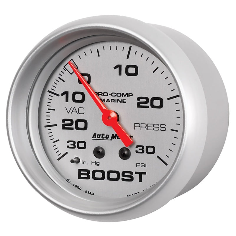AutoMeter Marine Vac/Boost Gauge 2 5/8in  30INHG 30PSI Mechanical- Silver 200775-33 200775-33 User 2