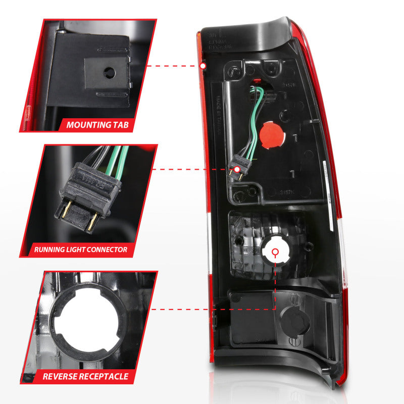 ANZO 1999-2002 Chevy Silverado 1500 LED Taillights Plank Style Black w/Clear Lens 311324 311324 Photo - Unmounted