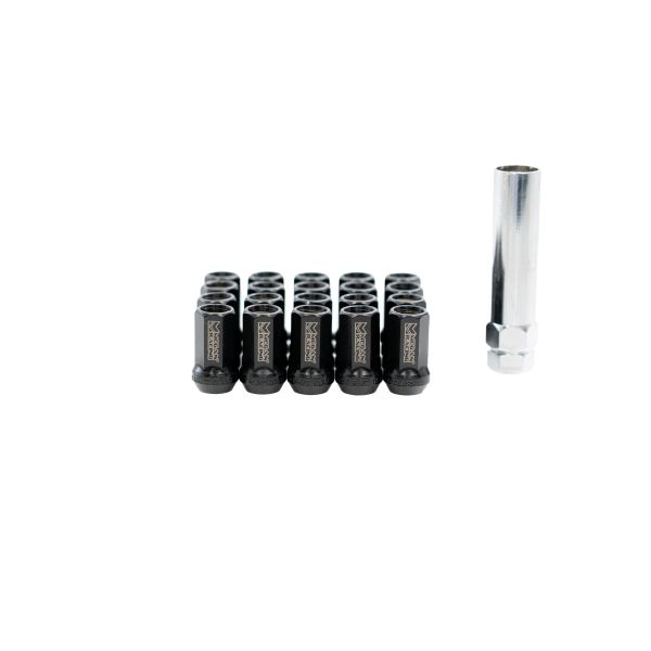 Megan Racing Universal 35mm Heptagon Lug Nuts (20 + 1 Key) Black Open-Ended