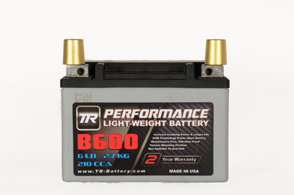 Tomioka Racing TR-B600 6LBS AGM Lightweight Battery Street Use Race Use Track Use Universal Fit with Battery Tender (Optional)