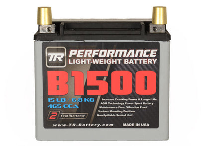 Tomioka Racing TR-B1500 15LBS AGM Lightweight Battery Street Use, Race Use, Track Use Universal Fit with Battery Tender (Optional)