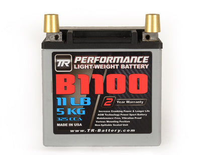 Tomioka Racing TR-B1100 11LBS AGM Lightweight Battery Street Use, Race Use, Track Use Universal Fit with Battery Tender (Optional)