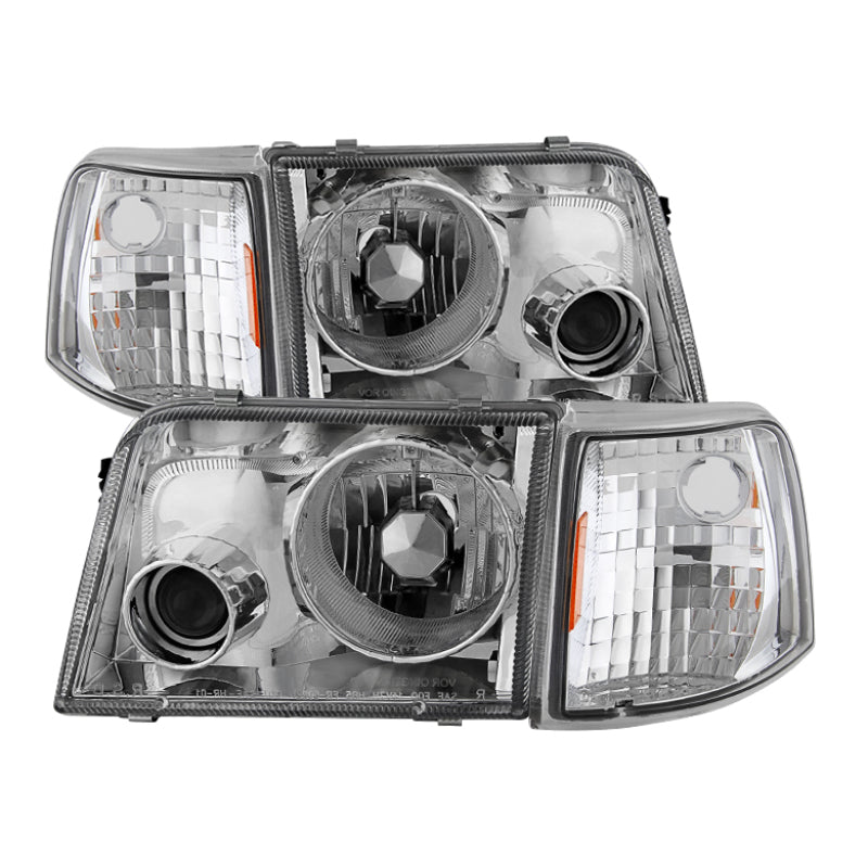SPYDER Xtune Ford Ranger 93-97 Projector Headlights w/ Corner Lights Chrome PRO-JH-FR93-SET-C 9029394 9029394 Photo - Primary