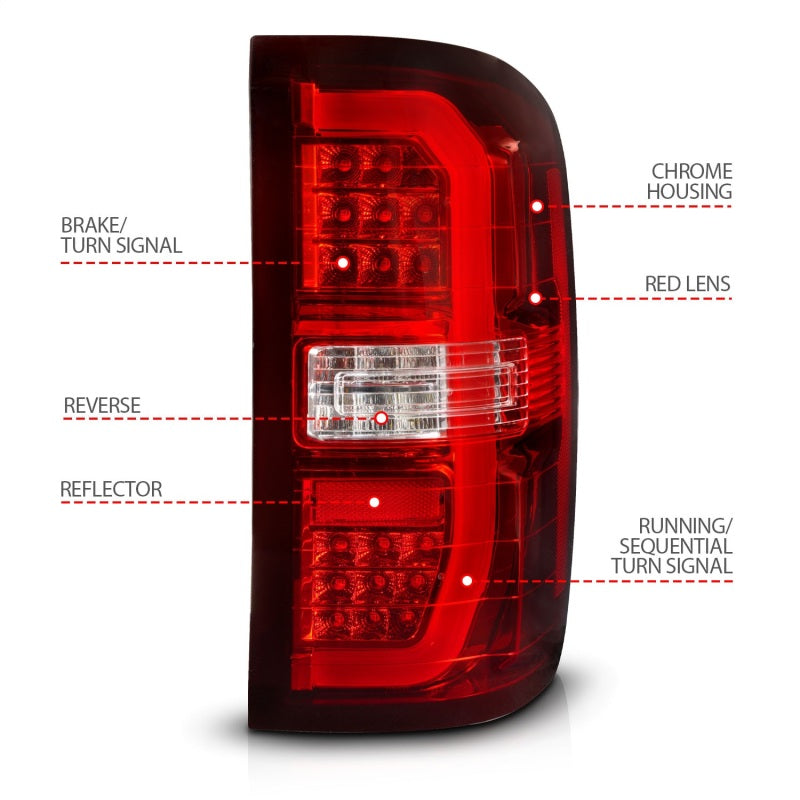 ANZO 14-18 GMC Sierra 1500 LED Taillights Red/Clear 311466 311466 Photo - Unmounted