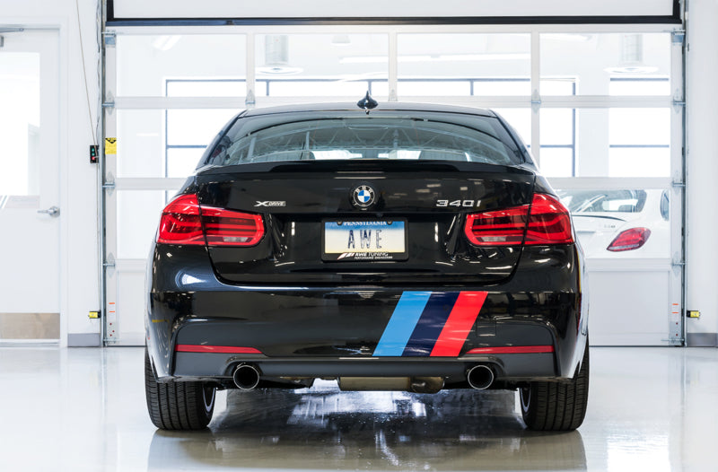 AWE Tuning BMW F3X 340i Touring Edition Axle-Back Exhaust - Chrome Silver Tips (90mm) 3010-32032 3010-32032 Photo - Mounted