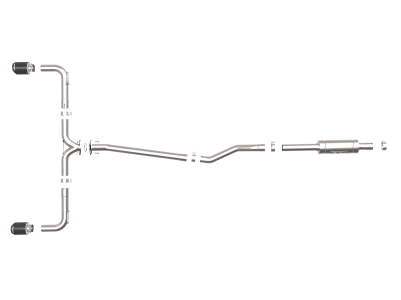 aFe Takeda 2-1/2in 304 SS Cat-Back Exhaust w/ Carbon Fiber Tips 14-18 Mazda 3 L4 2.0L/2.5L 49-37015-C 49-37015-C Photo - Unmounted