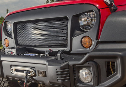 Rugged Ridge Spartan Grille,Satin Black;07-18 Jeep Wrangler JK 12034.01 Photo - Mounted