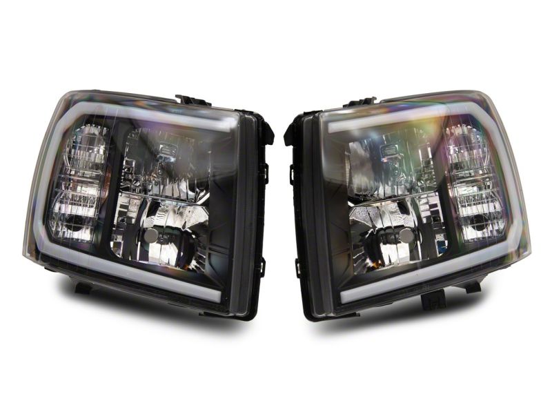 Raxiom 07-13 Chevrolet Silverado 1500 Axial Series Headlights w/ LED Bar- Blk Housing (Clear Lens) S138003 S138003 Photo - Close Up